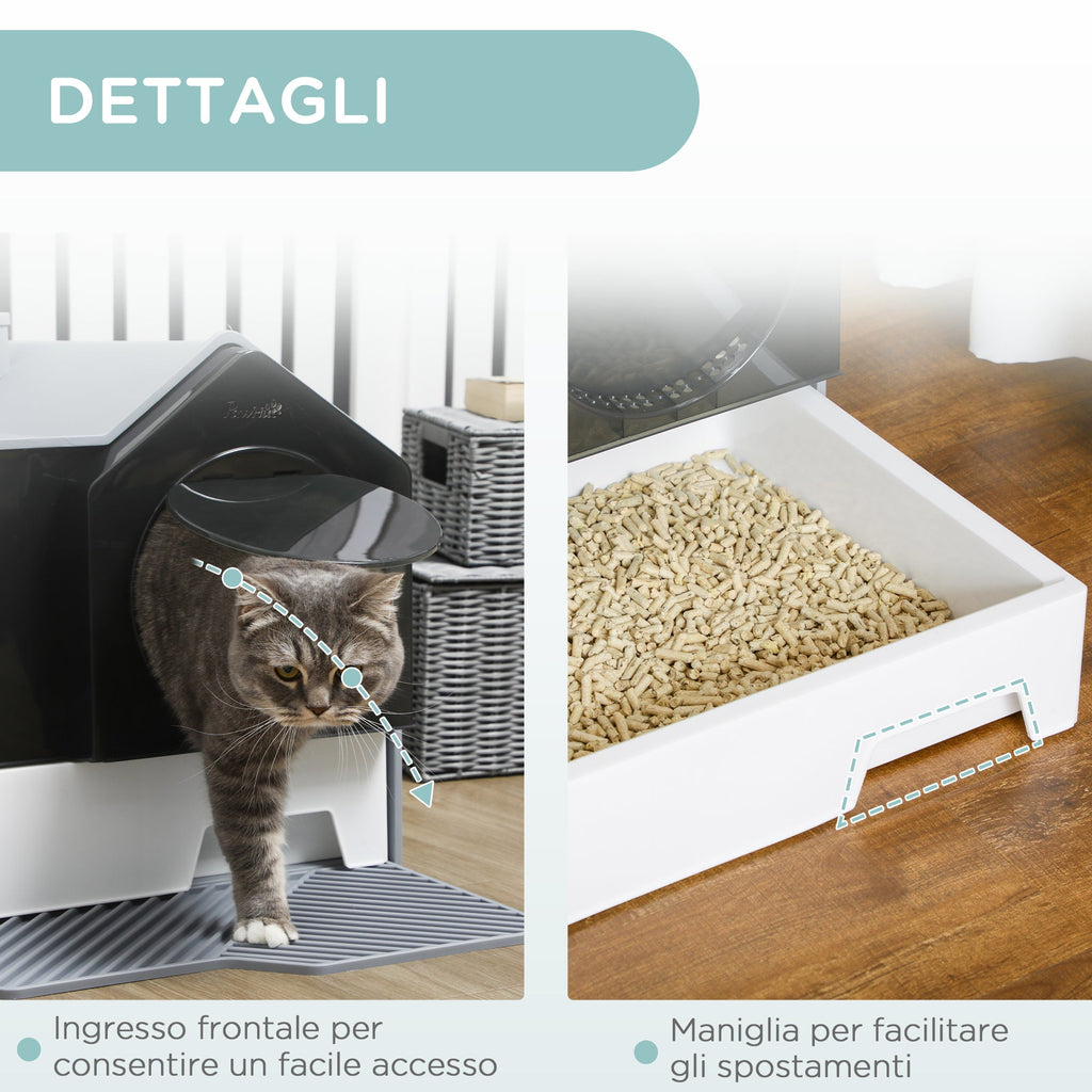 EASYCOMFORT Closed Cat Litter Box with Removable Tray, Mat and Shovel Included, 47x45x42cm, Gray