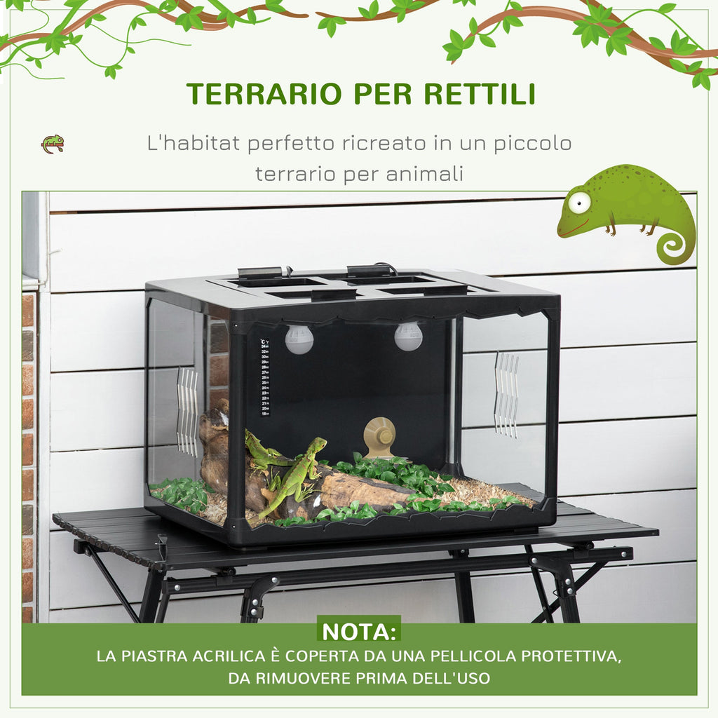 EasyComfort terrarium met thermometer 60x40x40.5 cm zwart