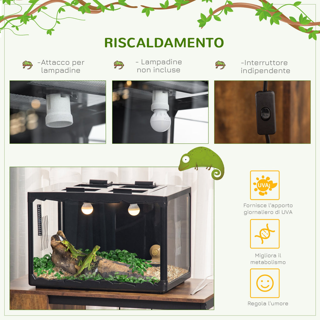 EasyComfort terrarium met thermometer 60x40x40.5 cm zwart