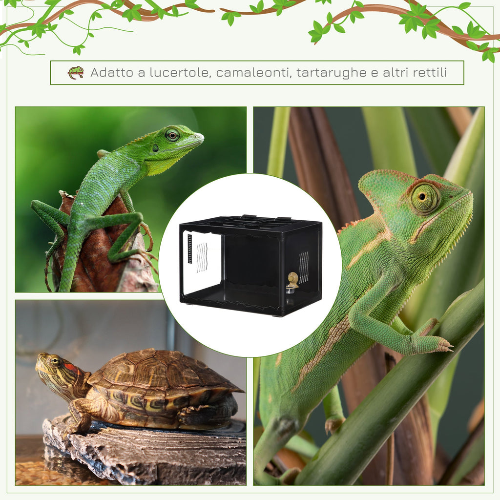 EasyComfort terrarium met thermometer 60x40x40.5 cm zwart