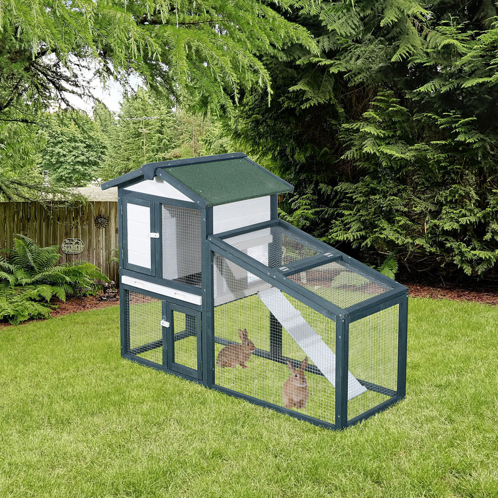 EASYCOMFORT Cage for Rabbits Animals in Fir Wood Double Door 140x65x100cm