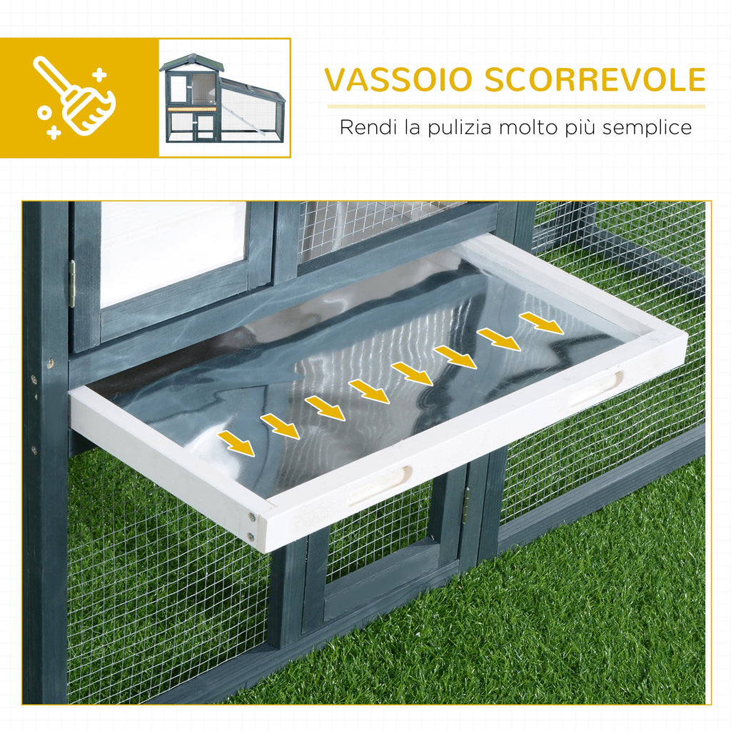 EASYCOMFORT Cage for Rabbits Animals in Fir Wood Double Door 140x65x100cm