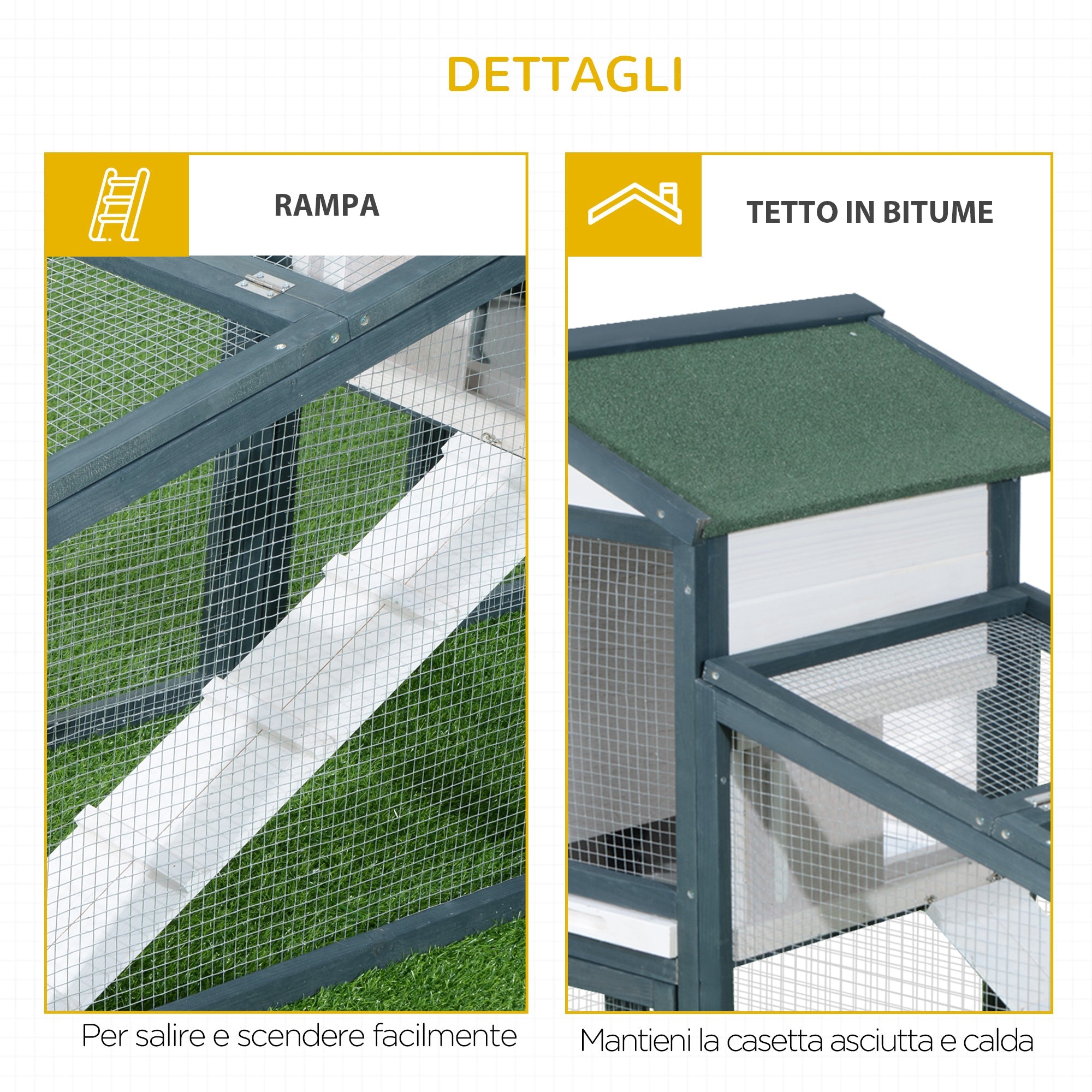 EASYCOMFORT Cage for Rabbits Animals in Fir Wood Double Door 140x65x100cm
