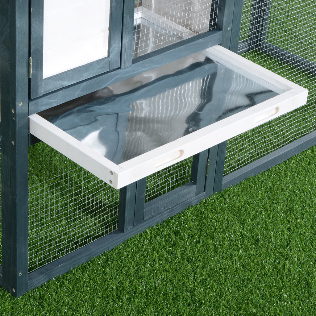 EASYCOMFORT Cage for Rabbits Animals in Fir Wood Double Door 140x65x100cm