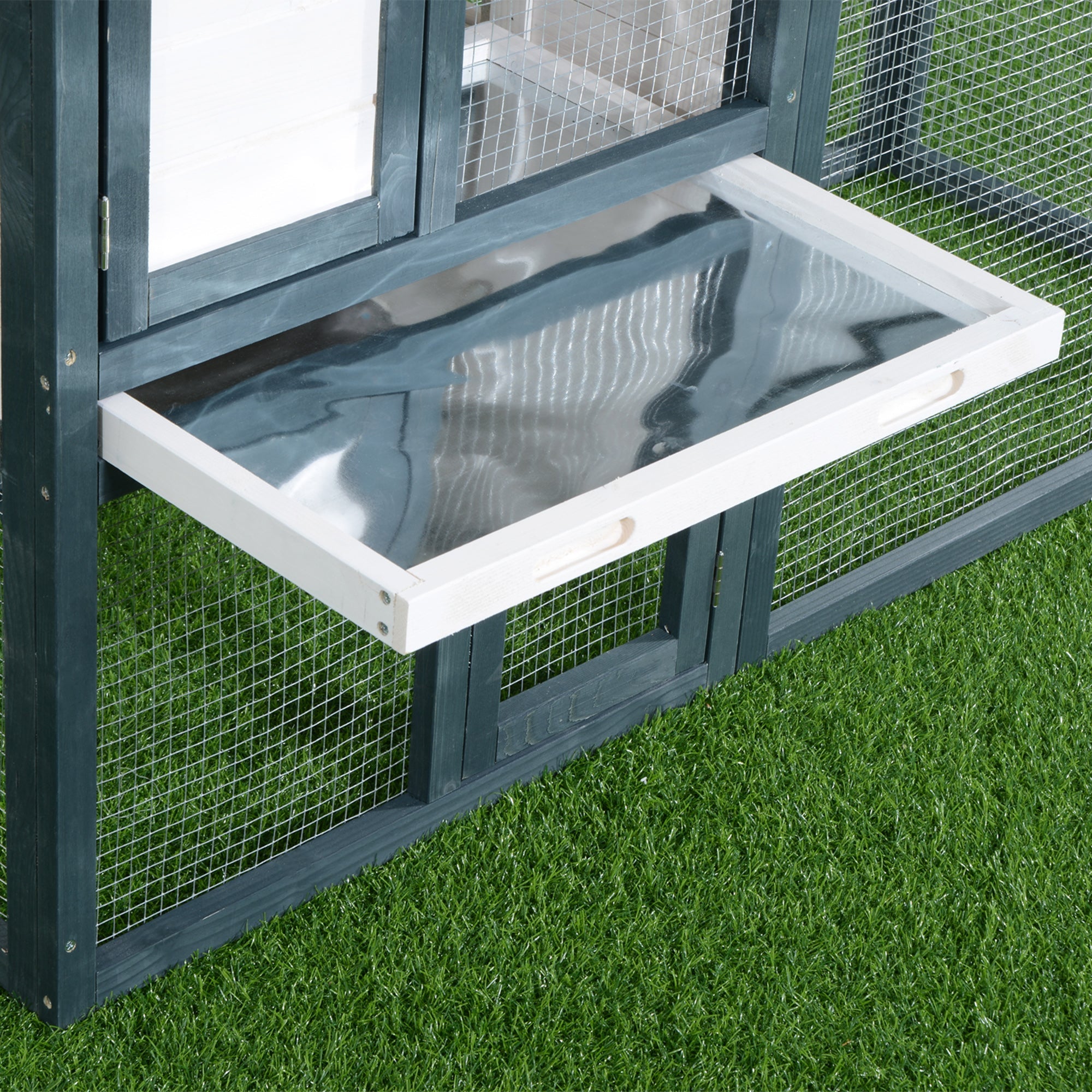 EASYCOMFORT Cage for Rabbits Animals in Fir Wood Double Door 140x65x100cm