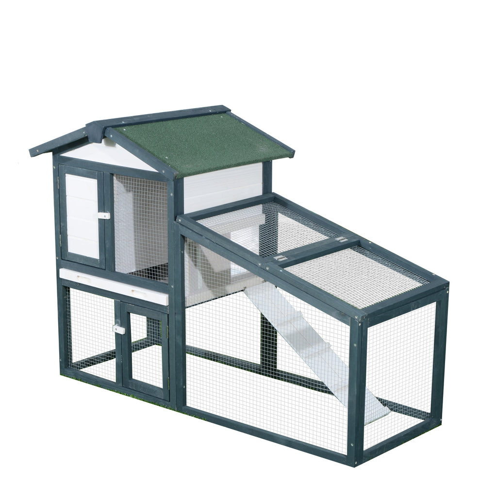 EASYCOMFORT Cage for Rabbits Animals in Fir Wood Double Door 140x65x100cm