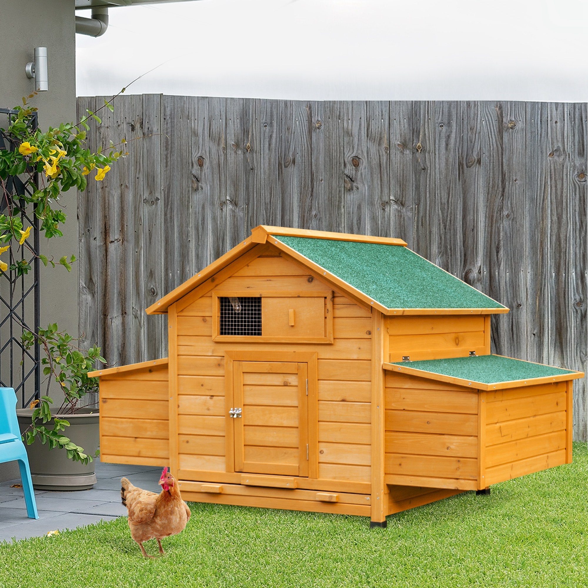 EASYCOMFORT Kippenhok voor 2–4 hennen, 2 legnesten — 150x100x96.5 cm