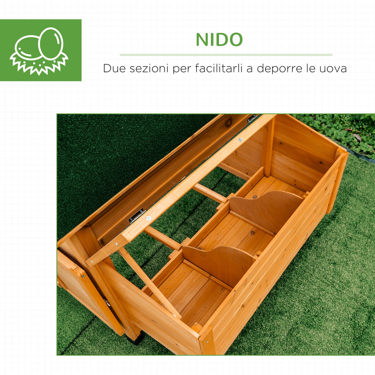 EASYCOMFORT Kippenhok voor 2–4 hennen, 2 legnesten — 150x100x96.5 cm