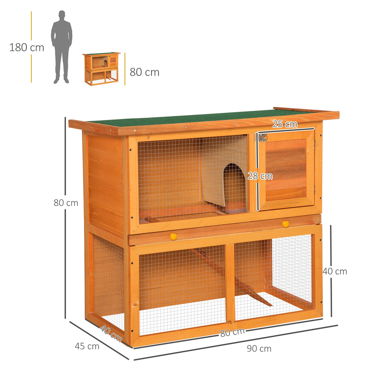 EasyComfort Konijnenhok vurenhout 90x45x80cm