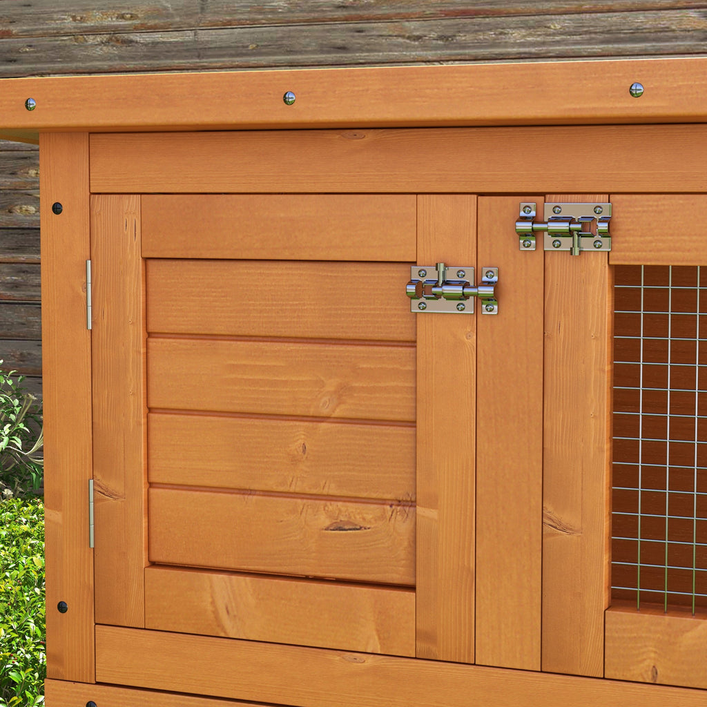 EASYCOMFORT Double-Storey Cage for Rabbits, Outdoor Hutch in Fir Wood, 90x45x90 cm, Wood and Green