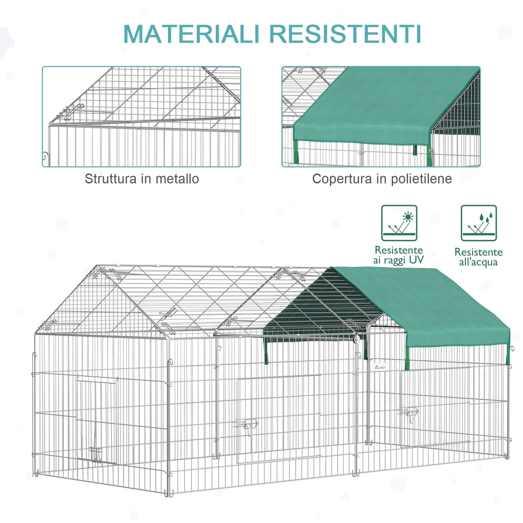 EASYCOMFORT Animal Enclosure with Steel Cover with Doors, 220x103x103cm