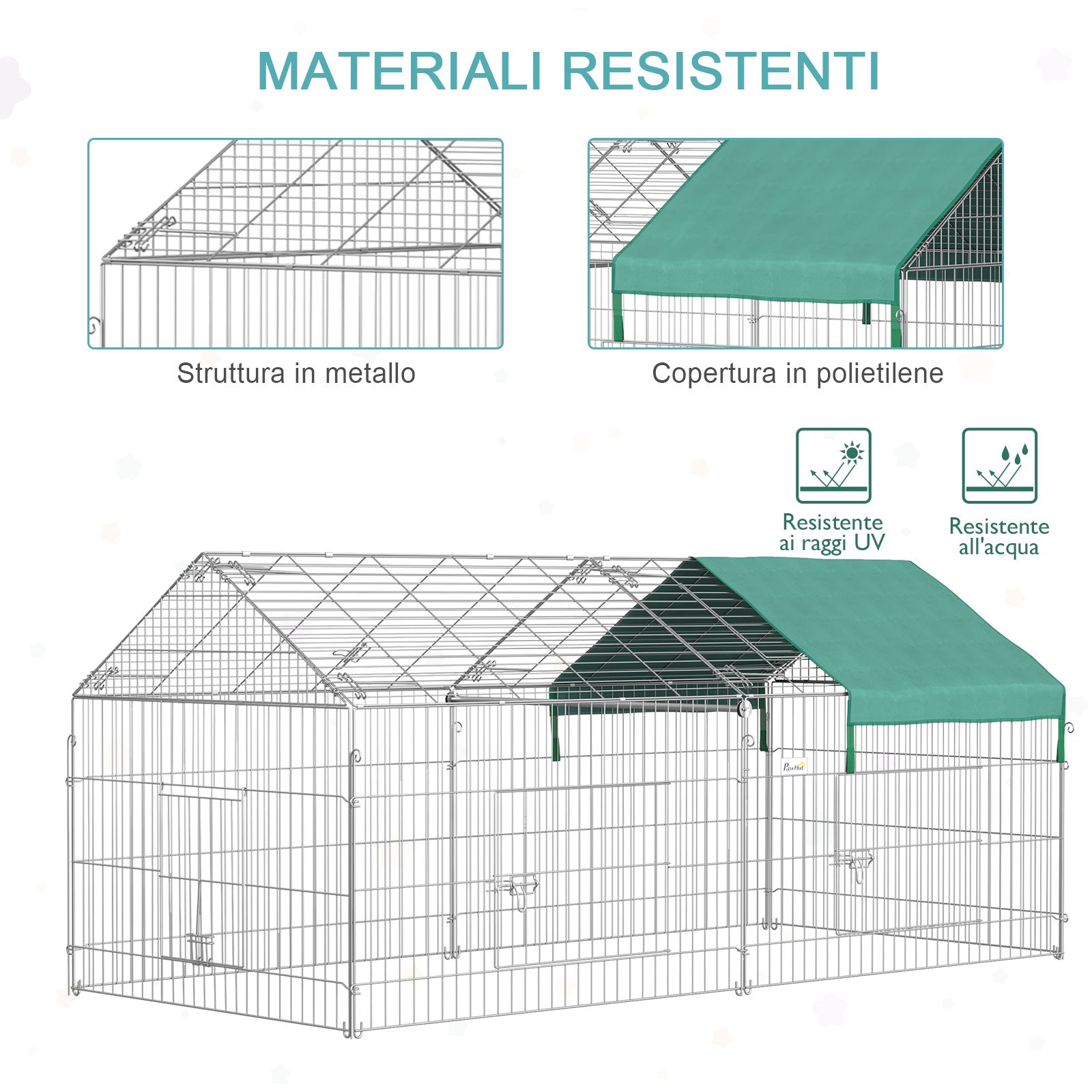 EASYCOMFORT Animal Enclosure with Steel Cover with Doors, 220x103x103cm