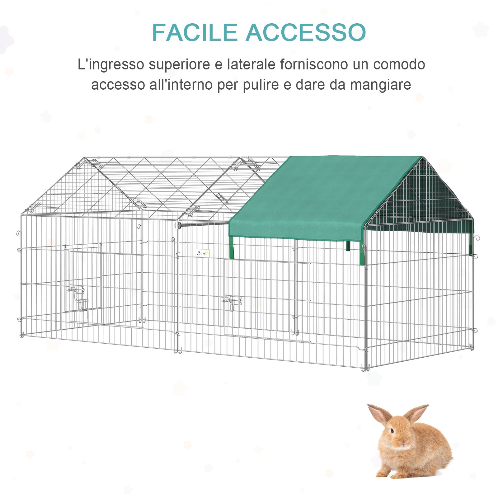 EASYCOMFORT Animal Enclosure with Steel Cover with Doors, 220x103x103cm