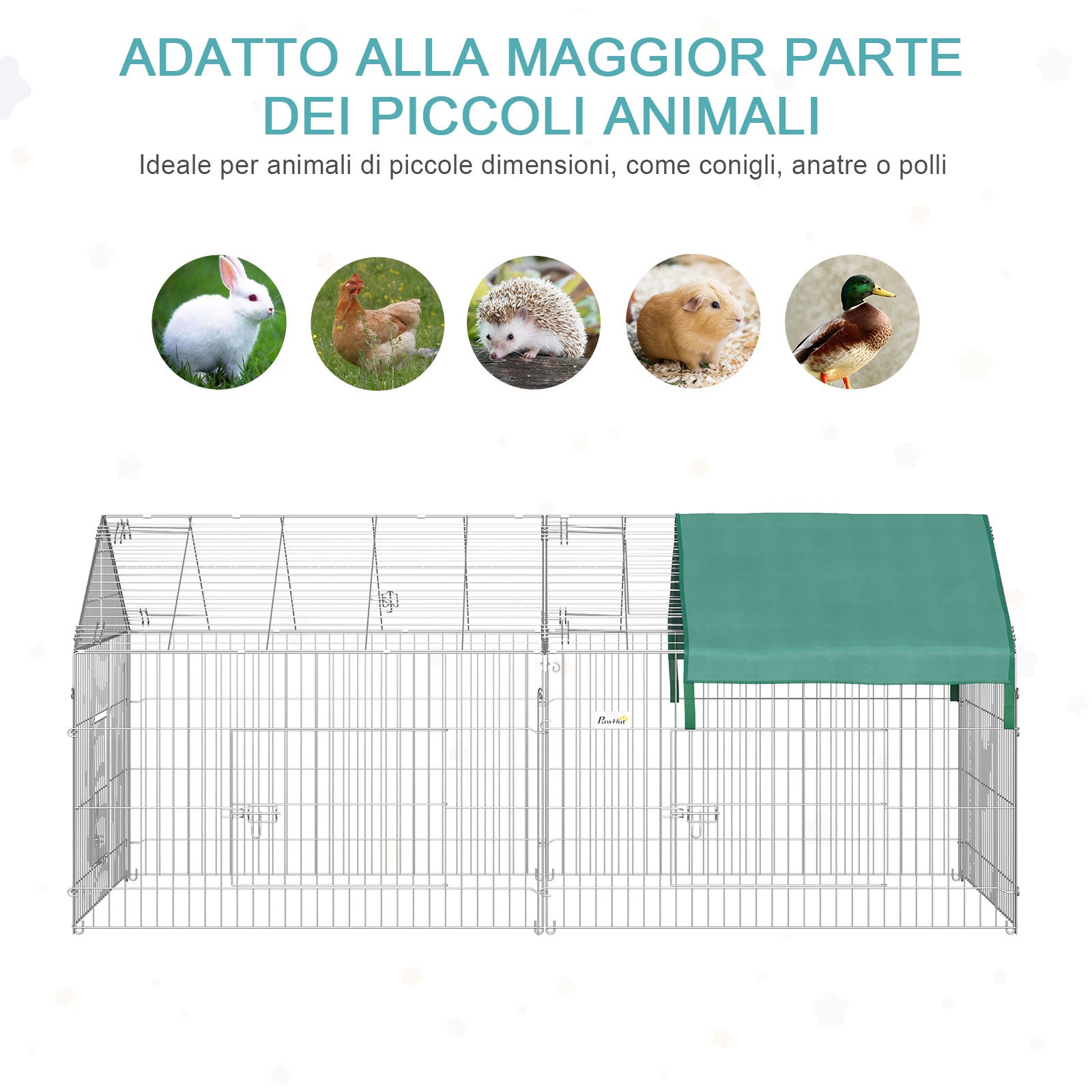 EASYCOMFORT Animal Enclosure with Steel Cover with Doors, 220x103x103cm