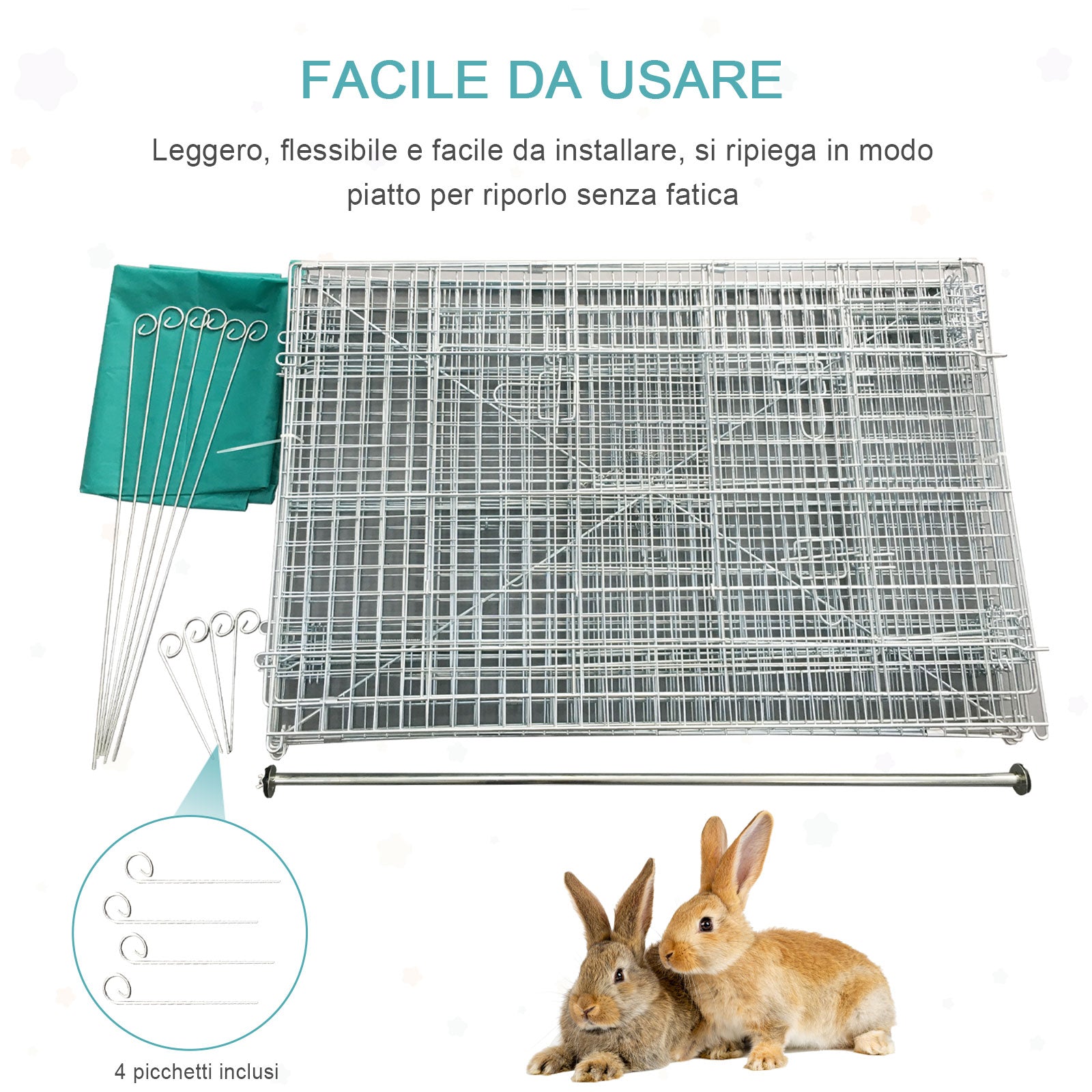 EASYCOMFORT Animal Enclosure with Steel Cover with Doors, 220x103x103cm