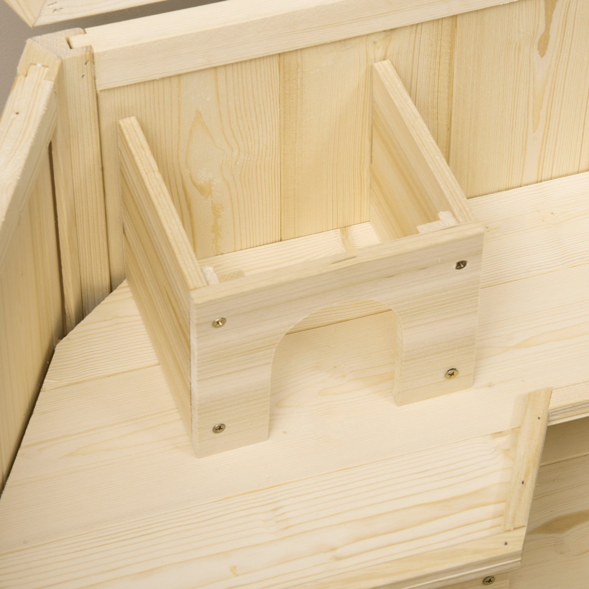 EASYCOMFORT 3-level wooden hamster house with opening roof and transparent wall, 115x60x55cm