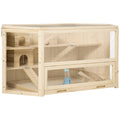 EASYCOMFORT 3-level wooden hamster house with opening roof and transparent wall, 115x60x55cm