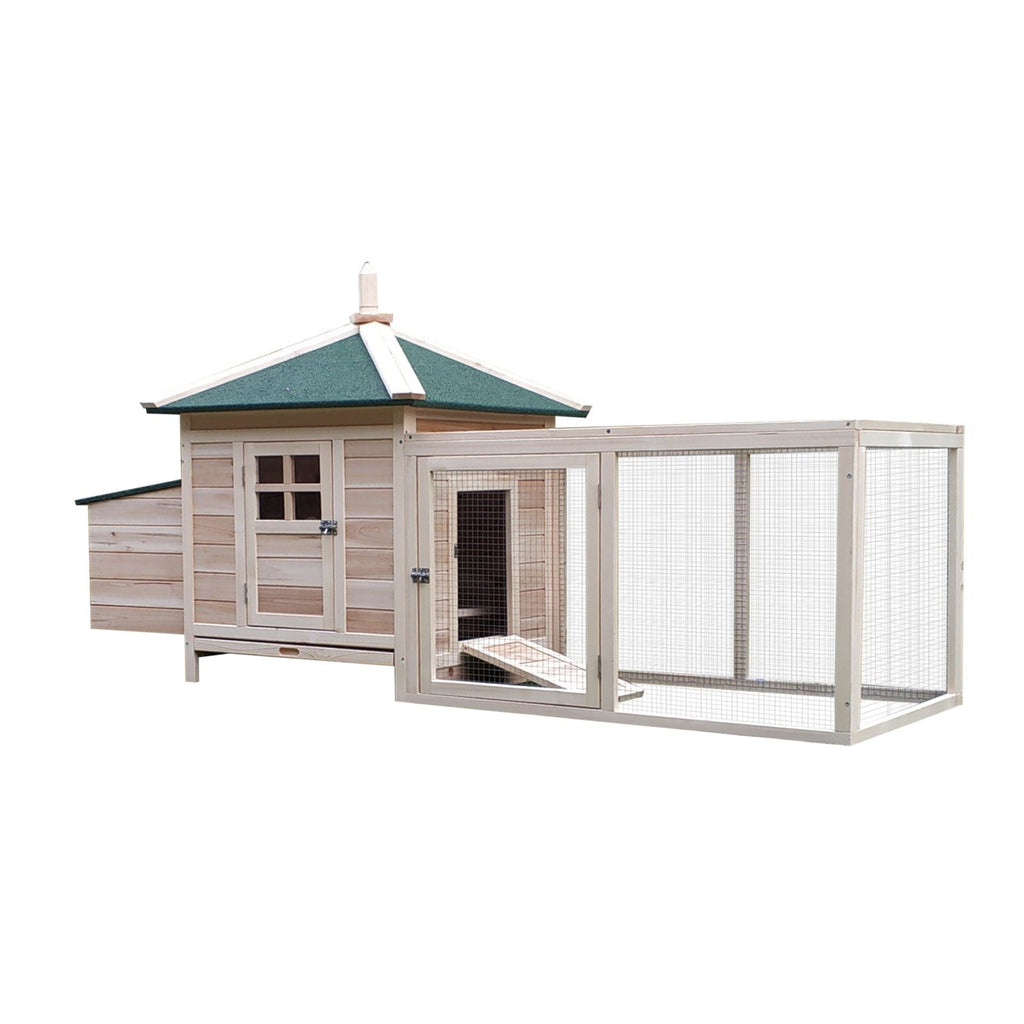 EASYCOMFORT Prefabricated Garden Chicken Coop in Wood 196x76x97cm, Wood Color