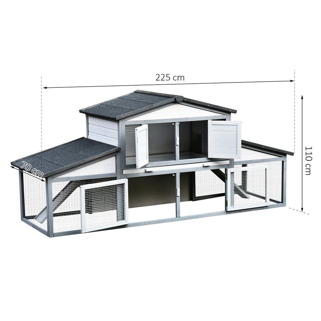 EASYCOMFORT Outdoor Wooden Hutch Cage for 2-3 Rabbits or Rodents White