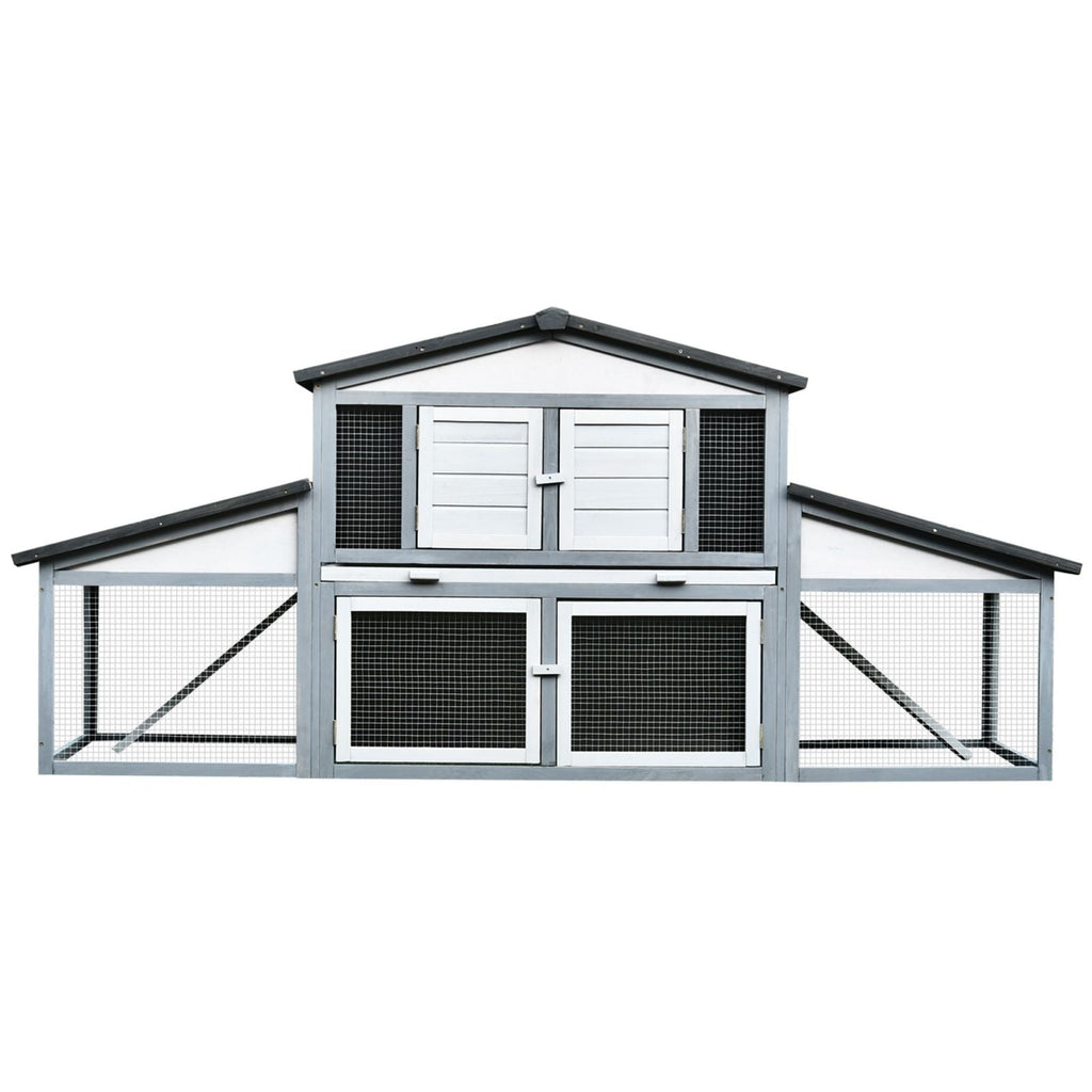 EASYCOMFORT Outdoor Wooden Hutch Cage for 2-3 Rabbits or Rodents White