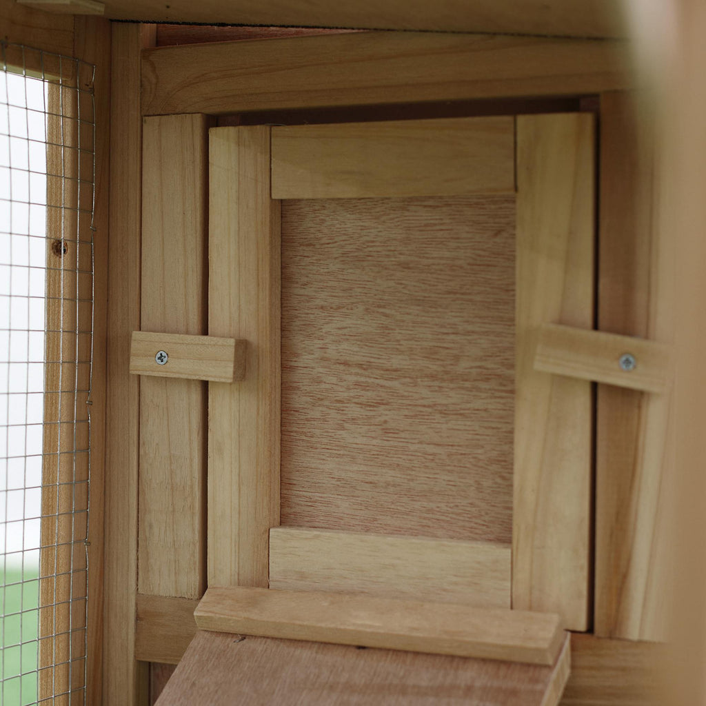 EASYCOMFORT Garden Hutch with Run and Ramps Waterproof Roof, Wood, 210x45.5x84.5cm