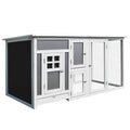 EASYCOMFORT Outdoor Chicken Coop for Laying Hens with Waterproof Roof and Running Area, Wooden Nesting, 160x75x80 cm, Gray and White