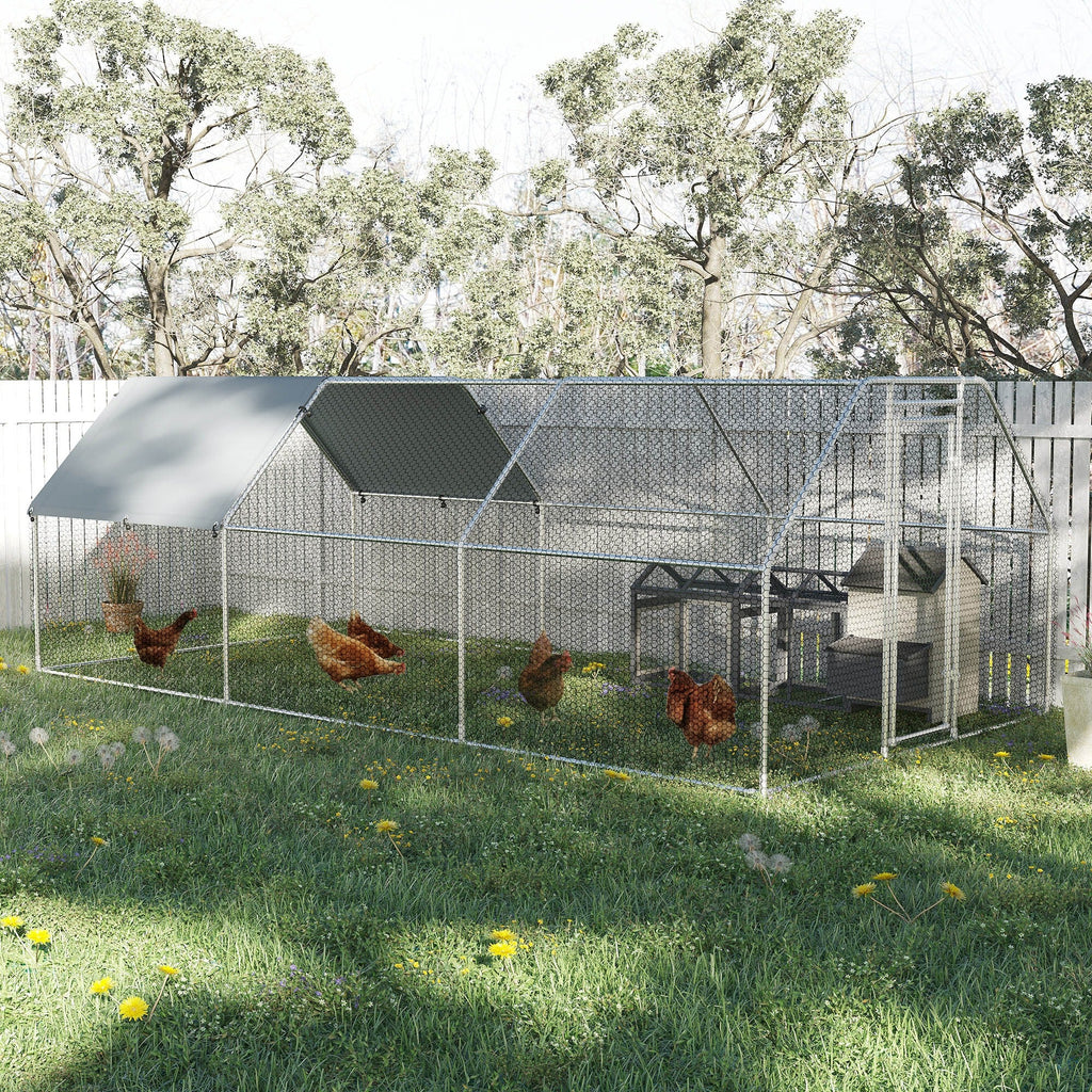 Easycomfort Recinto Gabbia per Galline in Metallo Galvanizzato Impermeabile, Pollaio with Porta e Copertura Oxford, 280x570x195cm