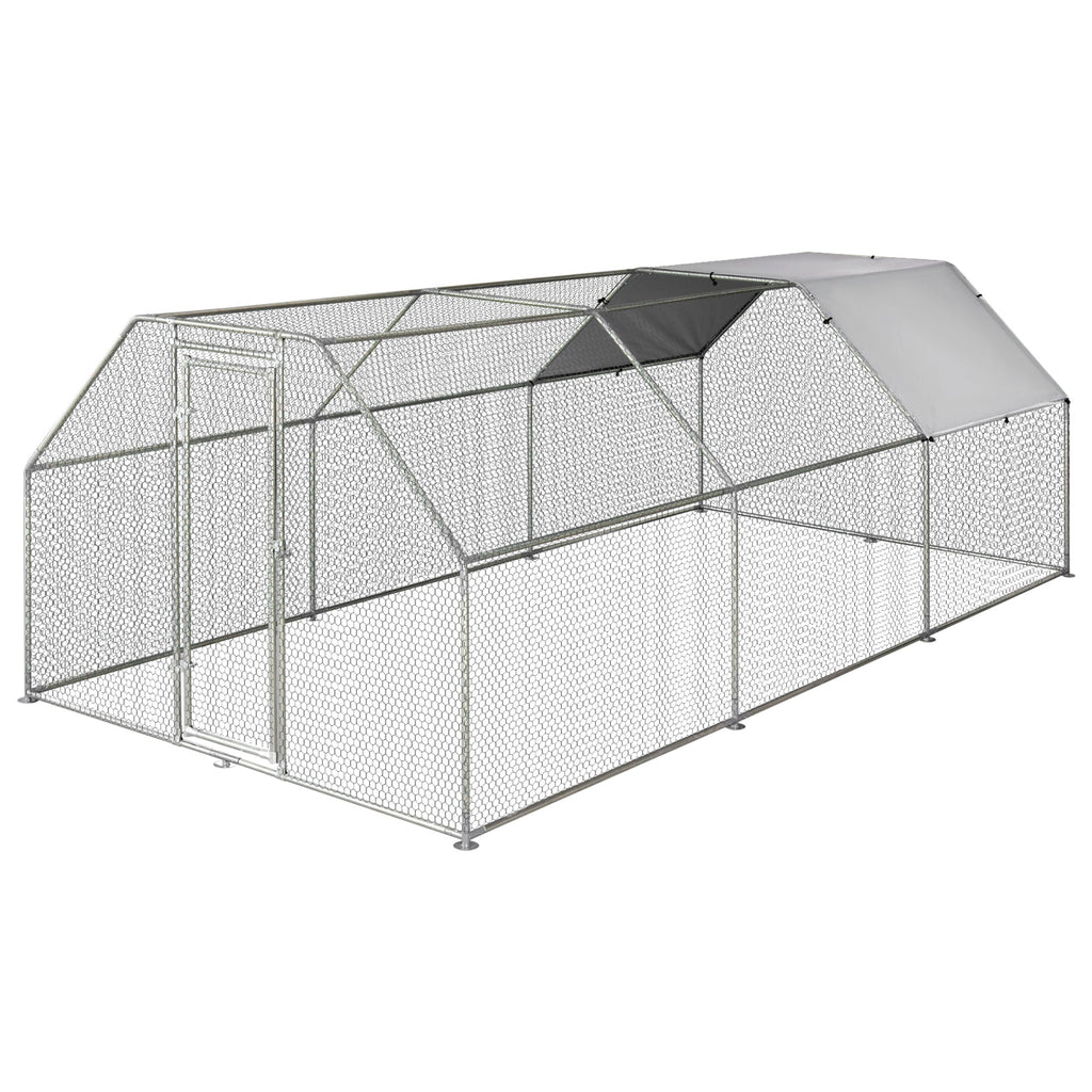 Easycomfort Recinto Gabbia per Galline in Metallo Galvanizzato Impermeabile, Pollaio with Porta e Copertura Oxford, 280x570x195cm