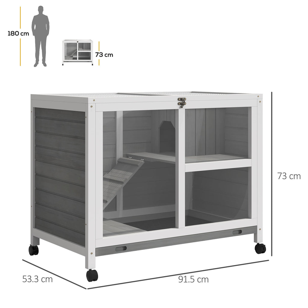 EasyComfort 2-laags houten konijnenhok 91.5x53.3x73 cm