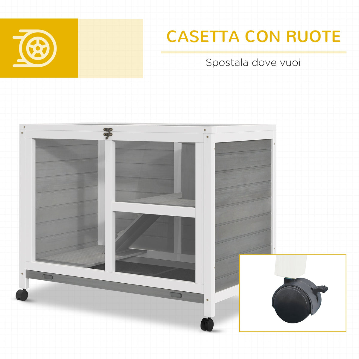 EasyComfort 2-laags houten konijnenhok 91.5x53.3x73 cm
