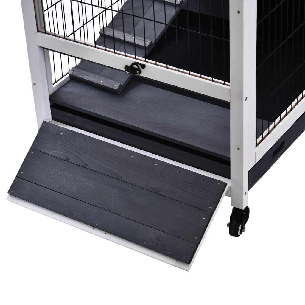 EasyComfort konijnen- en caviakooi met huisje en loopplank, 4 wielen