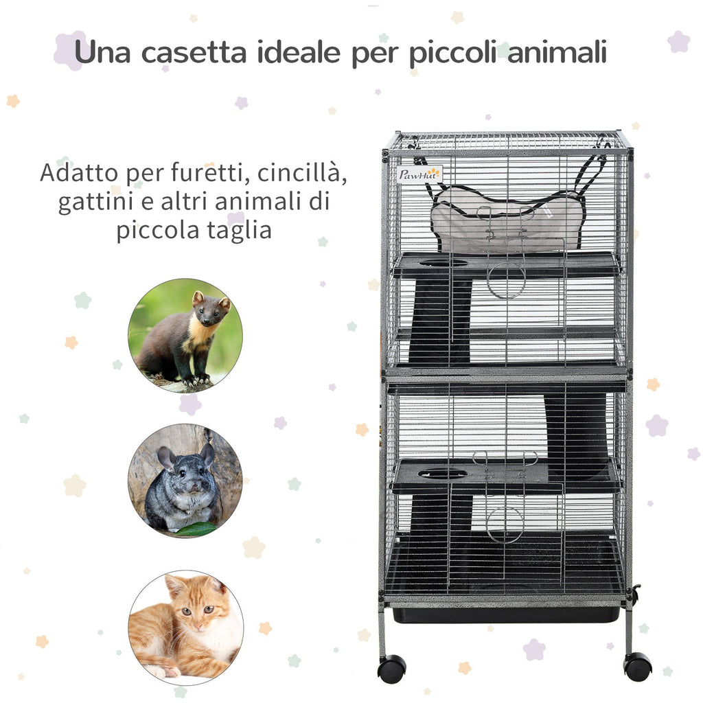 EASYCOMFORT Metal Cage for Rodents 4 Levels with Removable Tray 52 x 52 x 113.5cm