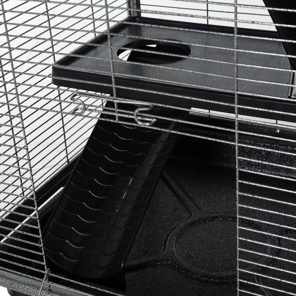 EASYCOMFORT Metal Cage for Rodents 4 Levels with Removable Tray 52 x 52 x 113.5cm