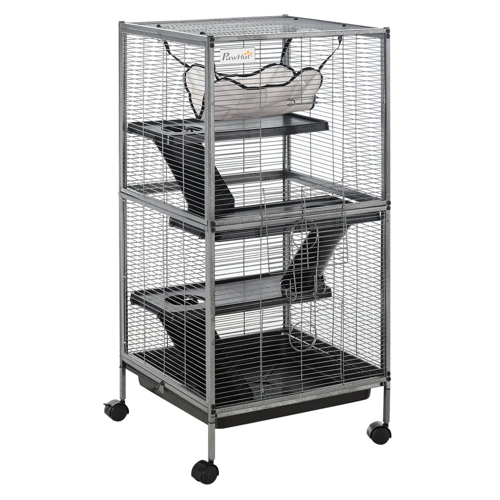 EASYCOMFORT Metal Cage for Rodents 4 Levels with Removable Tray 52 x 52 x 113.5cm