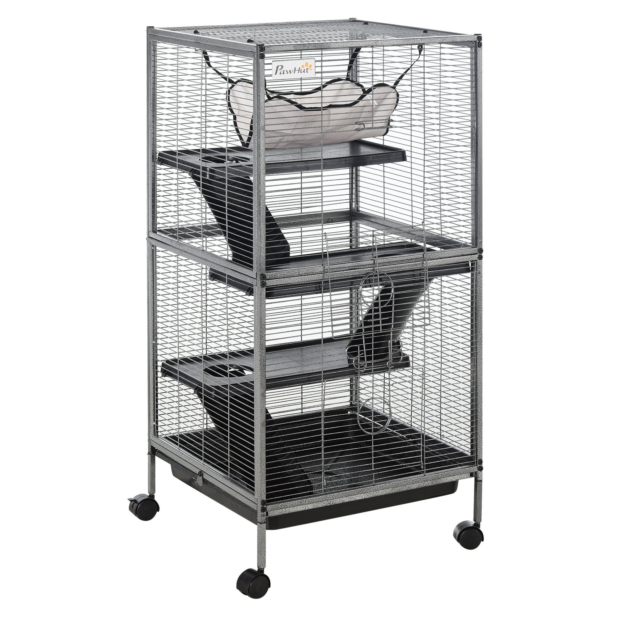 EASYCOMFORT Metal Cage for Rodents 4 Levels with Removable Tray 52 x 52 x 113.5cm