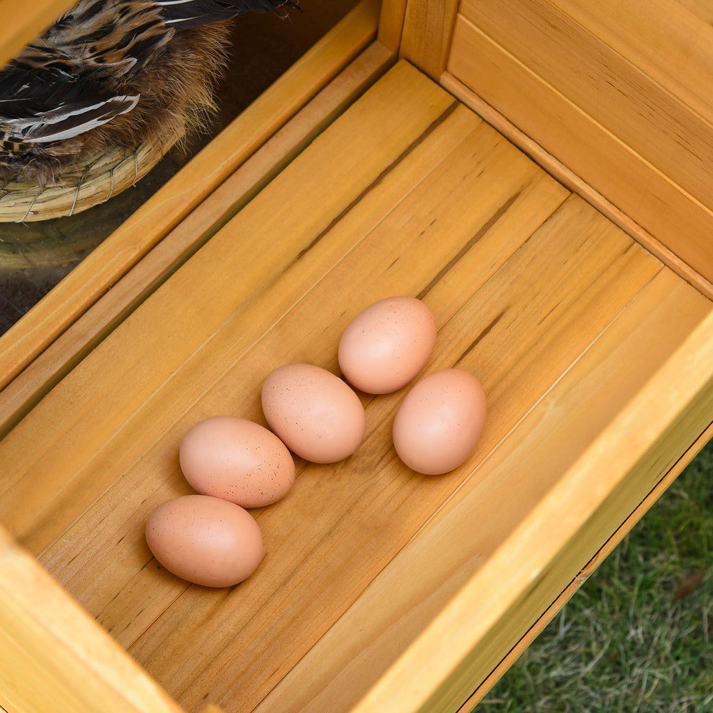 Easycomfort Gabbia per Galline with Casetta e Area Aperta, Nido with Tetto Apribile e Rete Metallica, Pollaio in Legno Giallo, 168x75x103cm