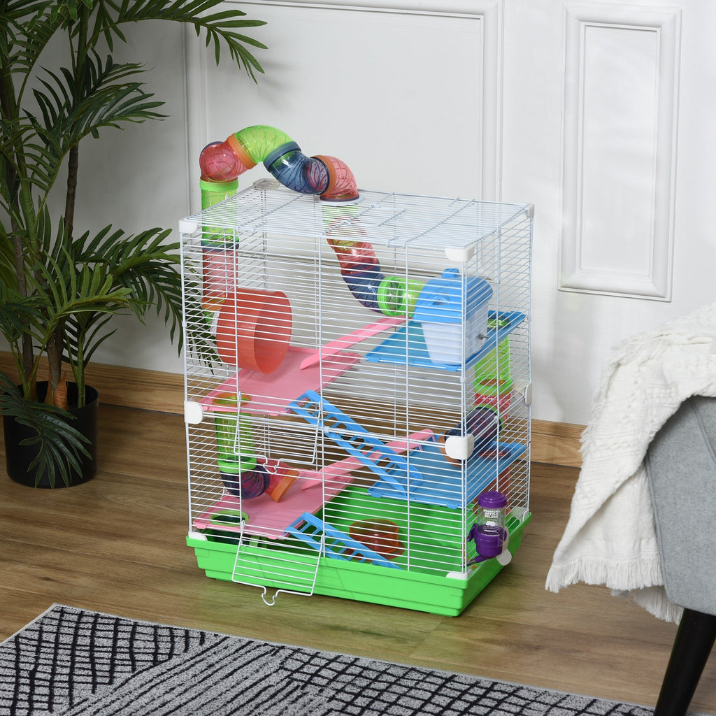 EasyComfort hamsterkooi 5-laags met handvat en buizen 46x30x58 cm