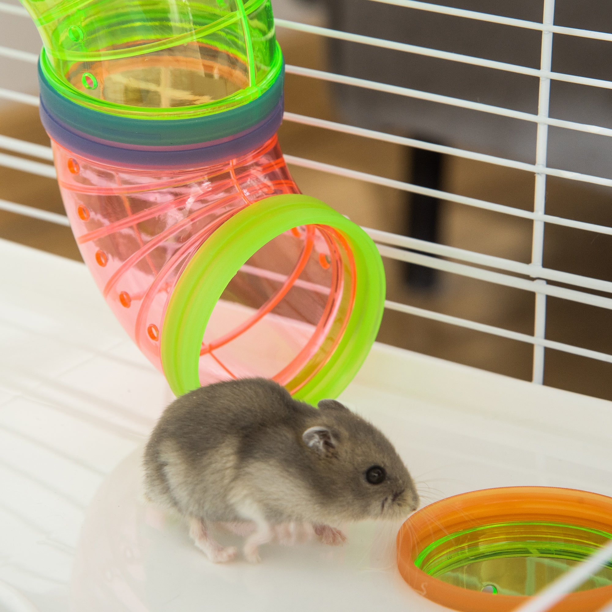 EASYCOMFORT 5-Tier Hamster Cage with Tubes, House, Water Tank and Wheel, 59x36x69cm