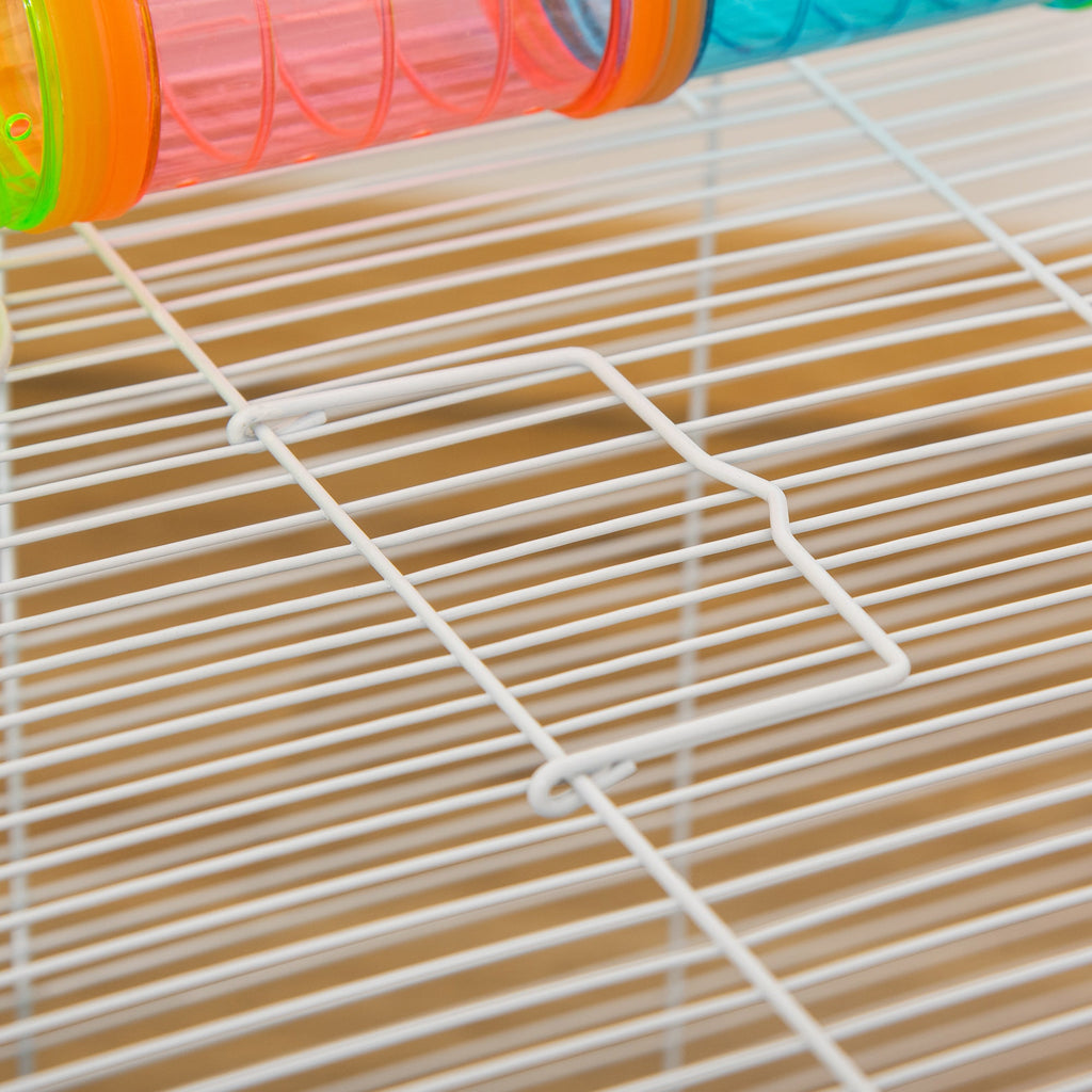 EASYCOMFORT 3-Tier Hamster Cage with Tubes, House, Water Tank and Wheel, 59x36x47 cm