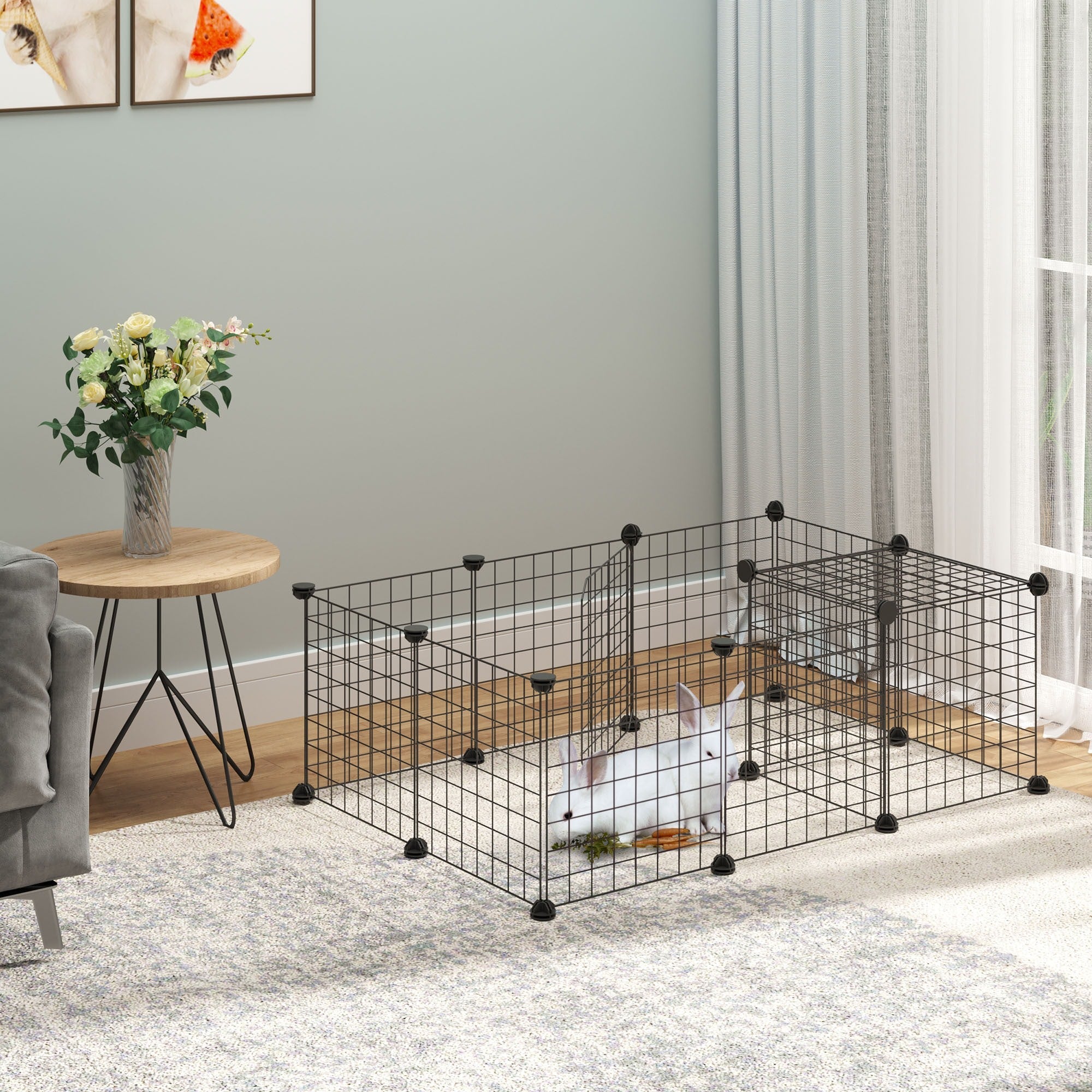 Easycomfort Recinto per Conigli e Porcellini d'India Modulabile with Accessori Montaggio, 105x70x35cm - black