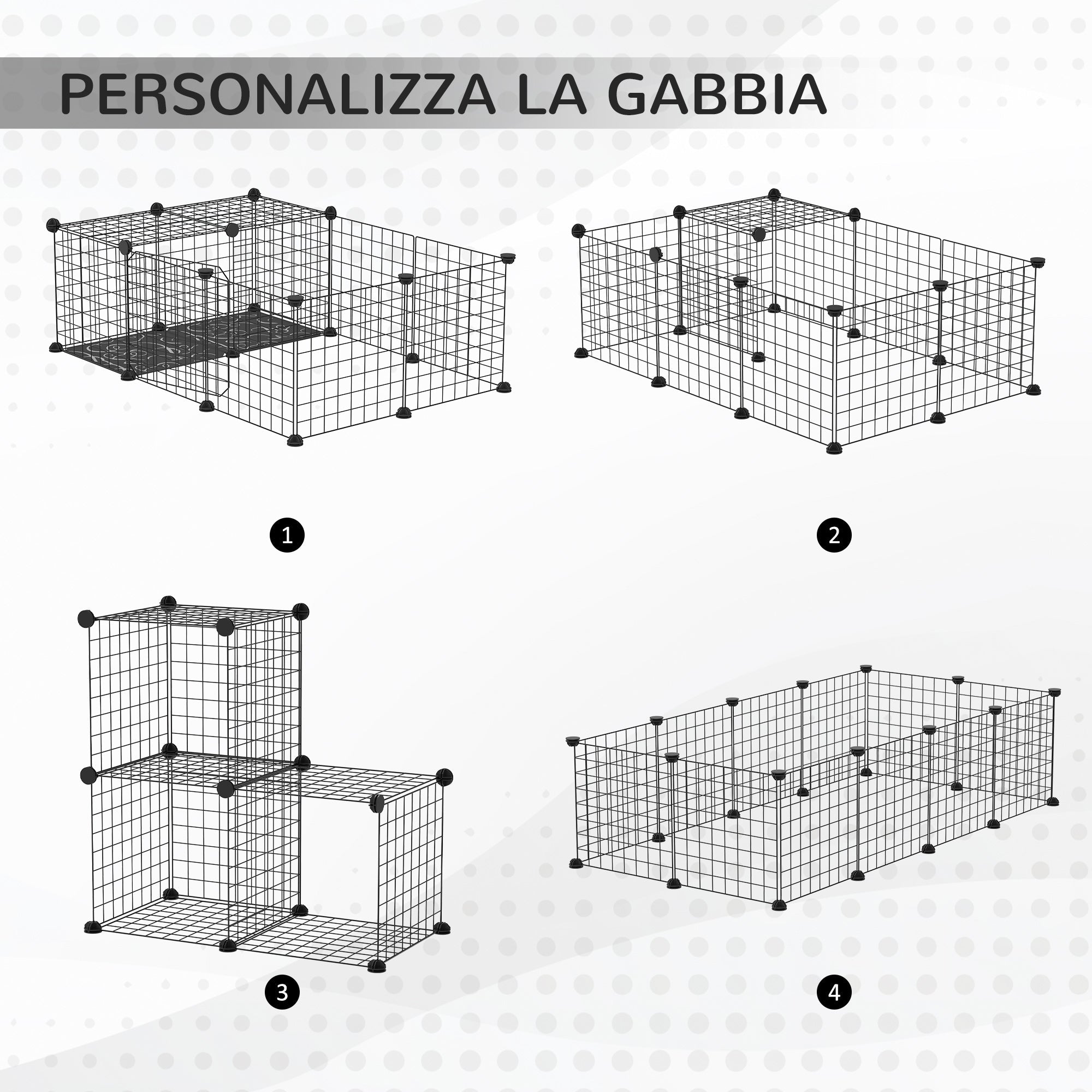 Easycomfort Recinto per Conigli e Porcellini d'India Modulabile with Accessori Montaggio, 105x70x35cm - black