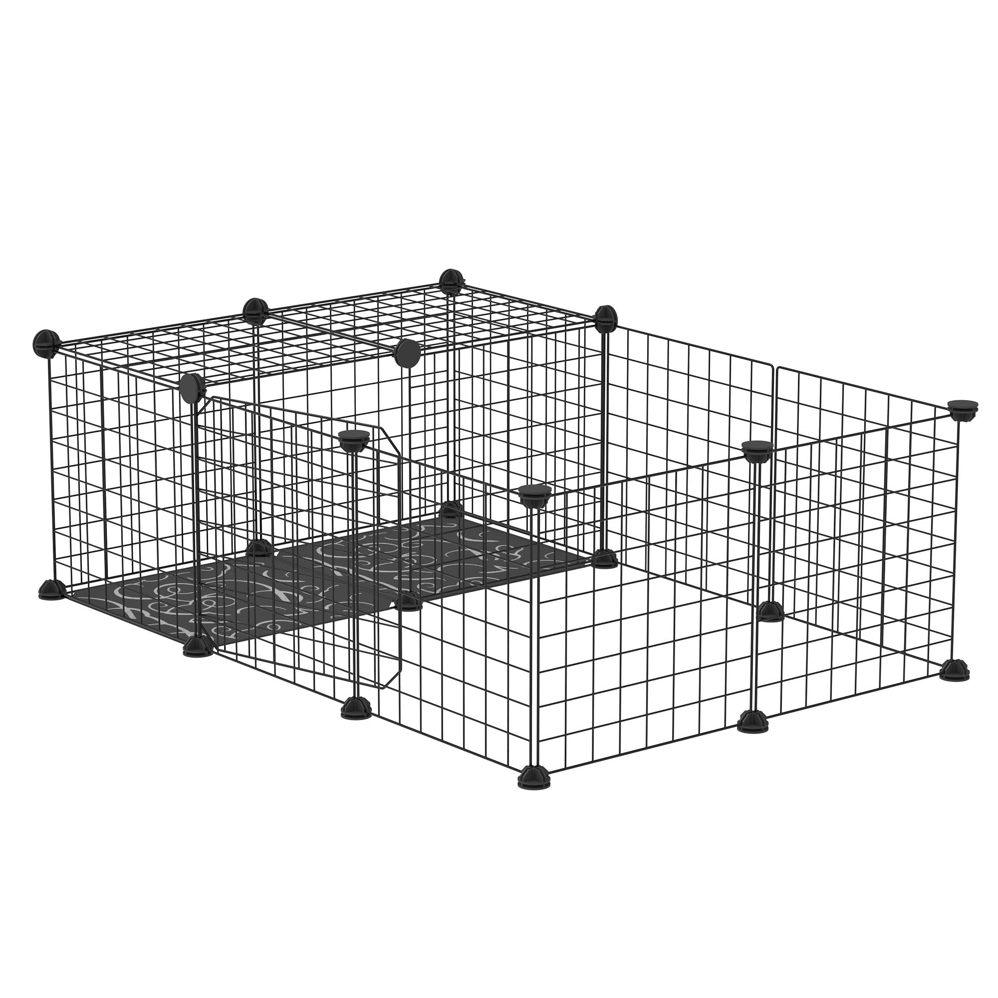 Easycomfort Recinto per Conigli e Porcellini d'India Modulabile with Accessori Montaggio, 105x70x35cm - black