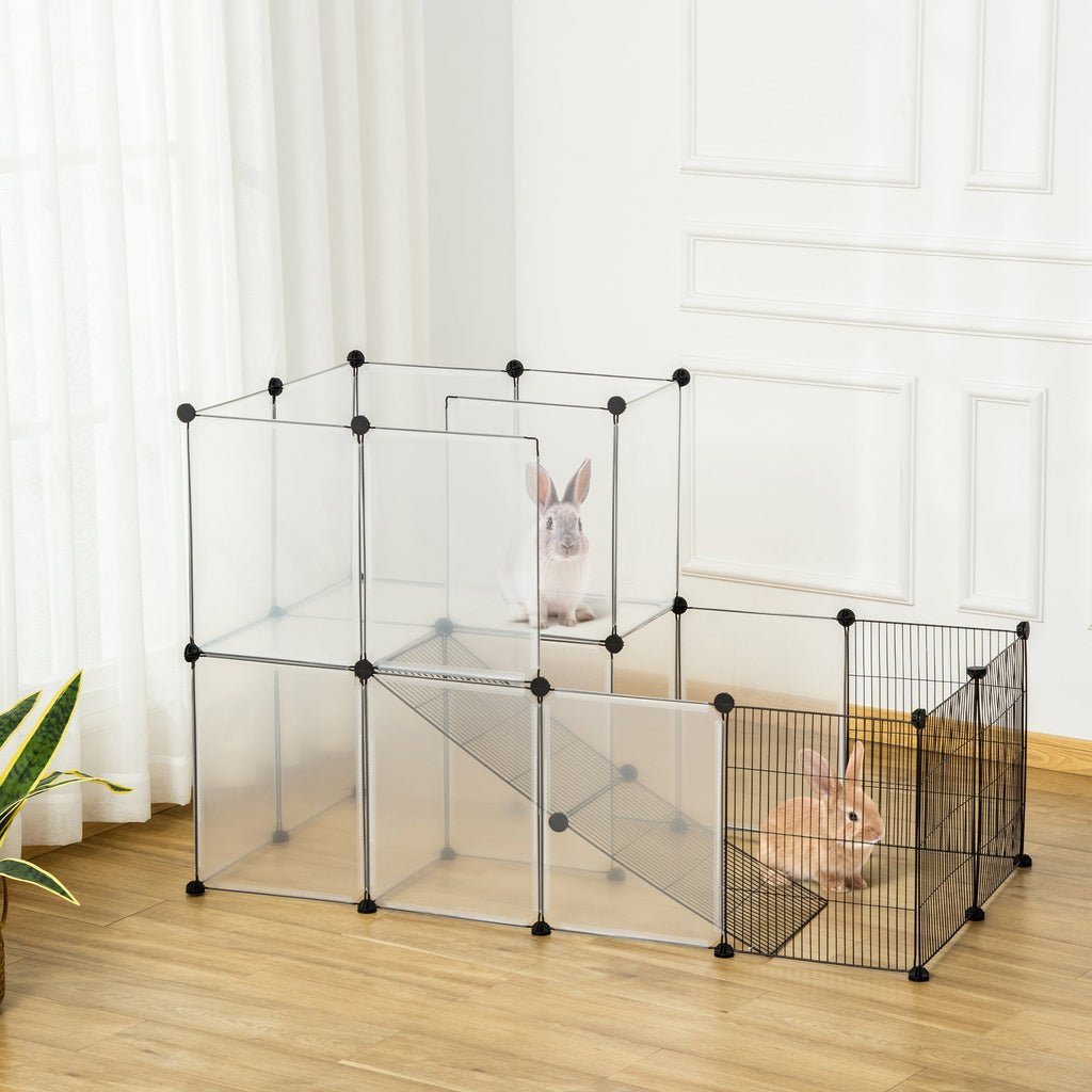 Easycomfort Recinto Modulare per Conigli e Animali di Piccole Dimensioni, 27 Pannelli Acciaio e Resina