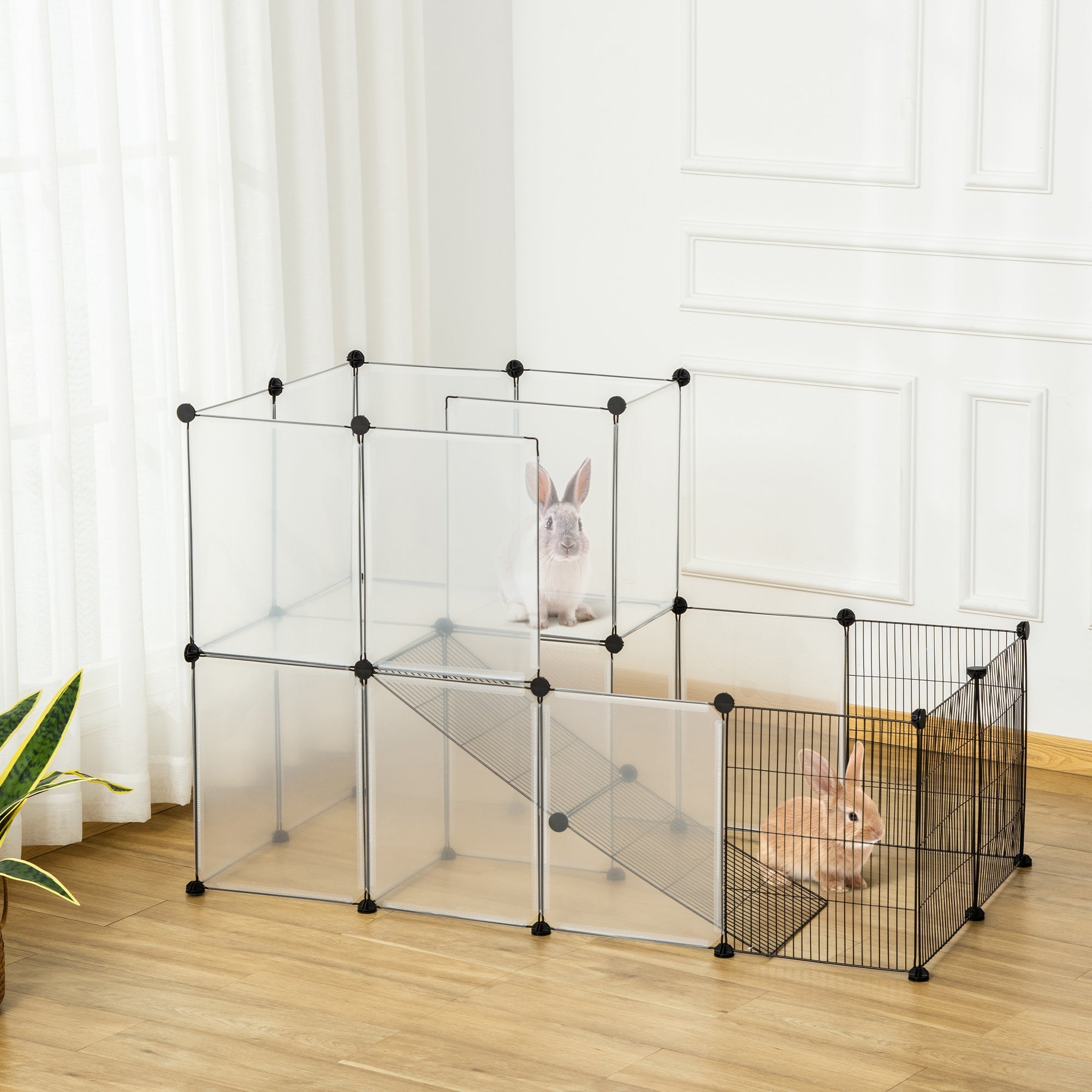 Easycomfort Recinto Modulare per Conigli e Animali di Piccole Dimensioni, 27 Pannelli Acciaio e Resina
