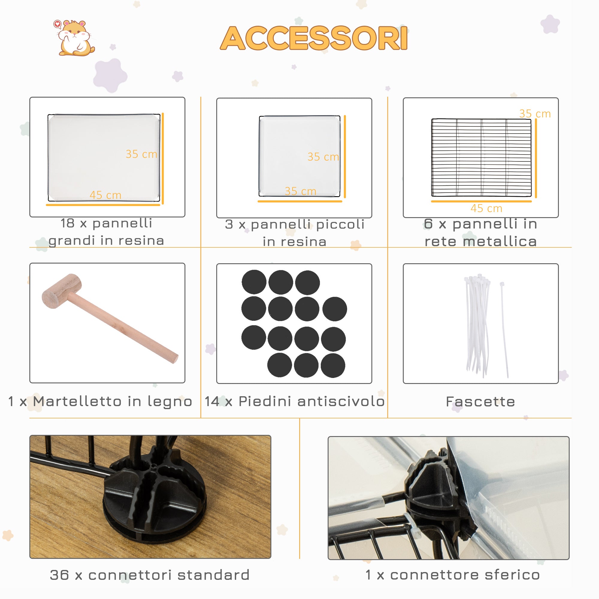 Easycomfort Recinto Modulare per Conigli e Animali di Piccole Dimensioni, 27 Pannelli Acciaio e Resina