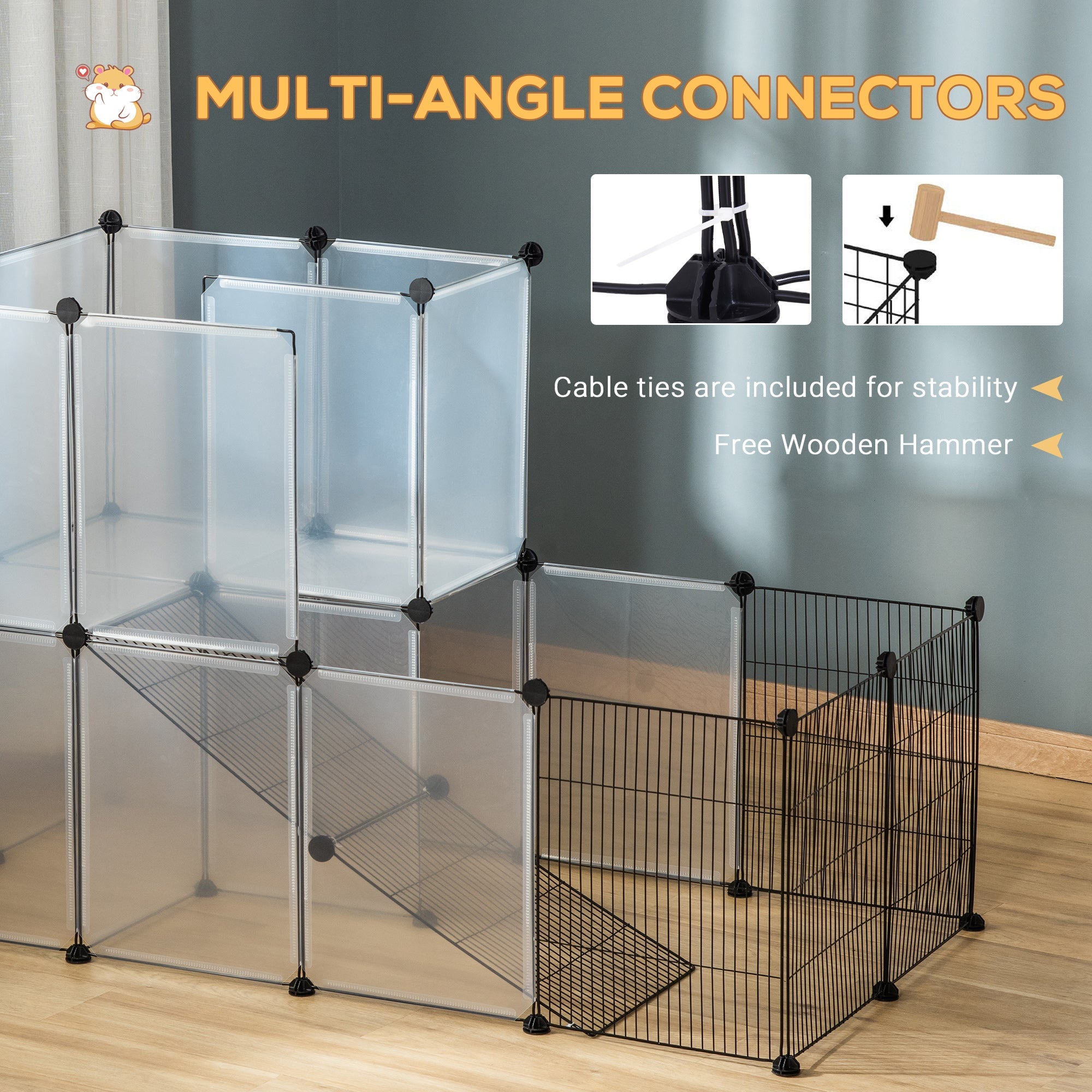 Easycomfort Recinto Modulare per Conigli e Animali di Piccole Dimensioni, 27 Pannelli Acciaio e Resina