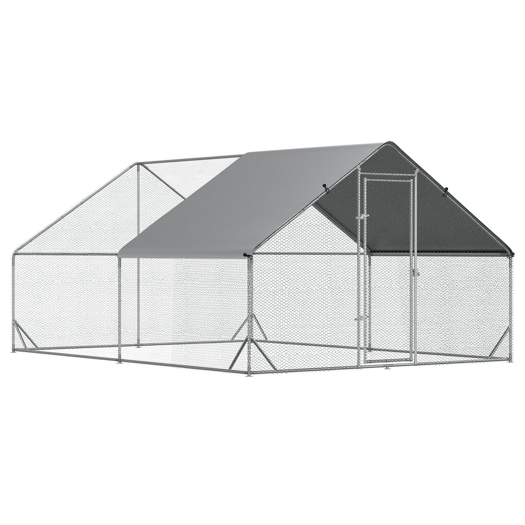 Easycomfort Pollaio da Giardino with Telaio Zincato, Copertura Impermeabile e Rete Esagonale, 3x4x2 m, Argento
