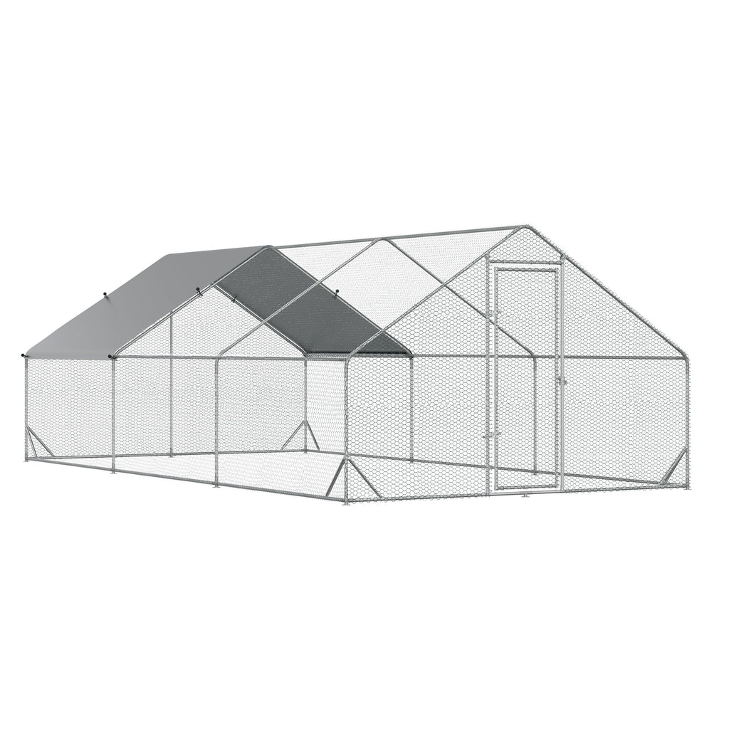 Easycomfort Pollaio da Giardino with Telaio Zincato, Copertura Impermeabile e Rete Esagonale, 3x6x2m, Argento