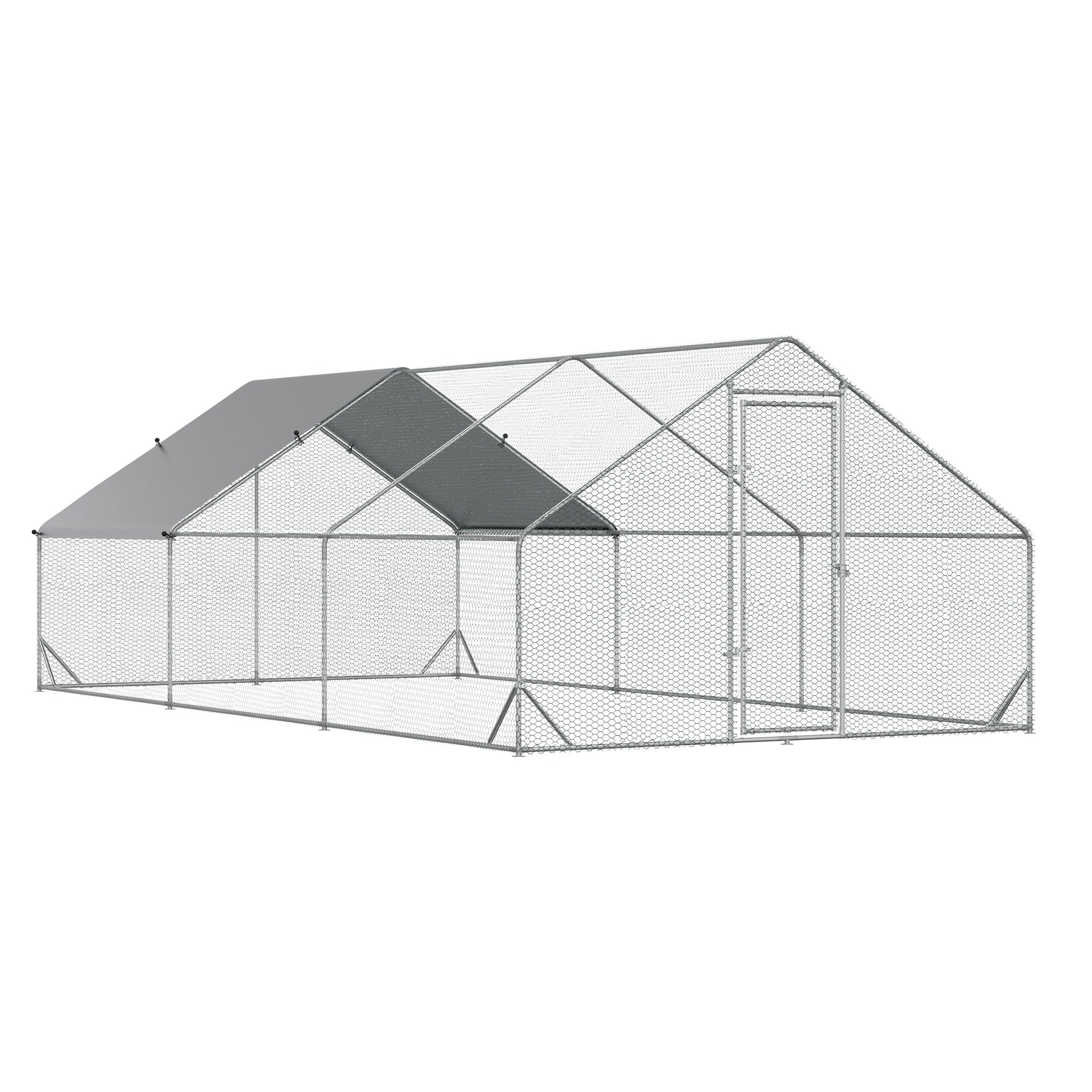 Easycomfort Pollaio da Giardino with Telaio Zincato, Copertura Impermeabile e Rete Esagonale, 3x6x2m, Argento