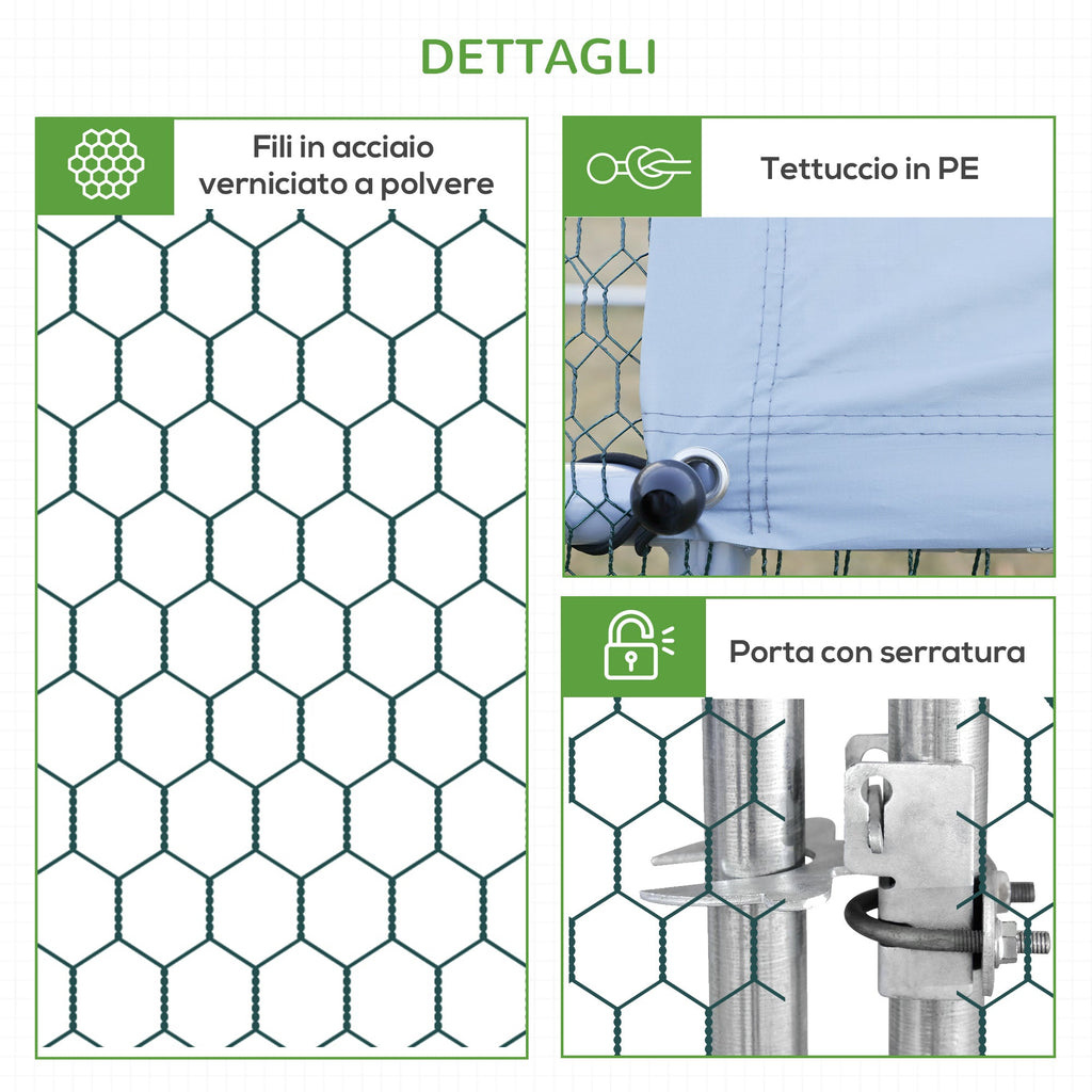 EASYCOMFORT kippenren galvaniseerd frame 3x8x2m zilver